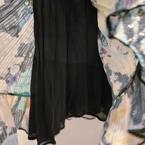 ROCOCO SAND SILK FLORAL TIERED MINI DRESS ADJUSTABLE STRAPS WOMENS MEDIUM - Picture 12 of 16